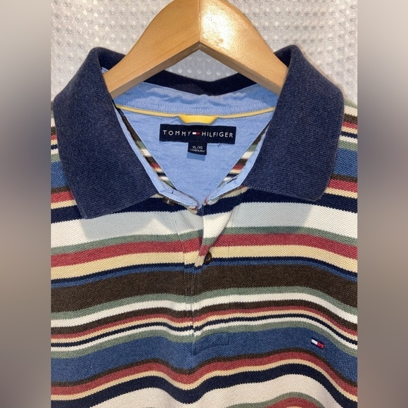 2/30$ Men’s Vintage‎ Tommy Hilfiger knitted striped 100% cotton Polo size XL - Picture 2 of 12